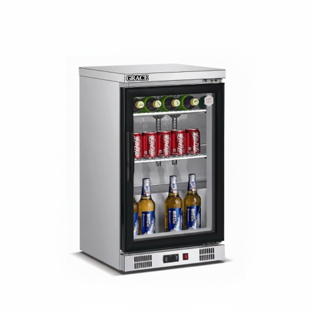 Wine Beer Fridge Dual Zone - Unterbau-Kühlschrank, 304 Edelstahl 520x500x840mm Mini-Gefrierschrank, Einzel-Tür-Kompressor-Weinkühler,