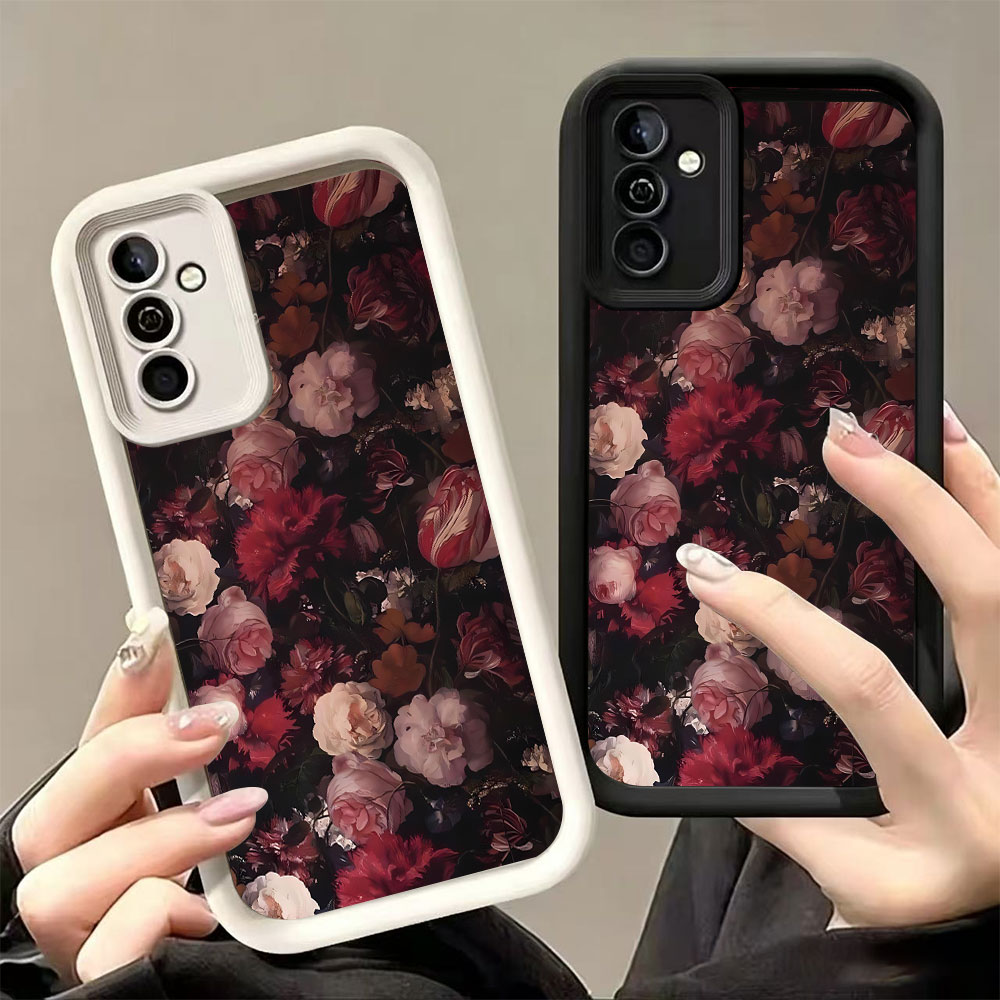Wine & Beer Emporium - Weinrote Rosenmuster-Handyhülle für Samsung Galaxy A73