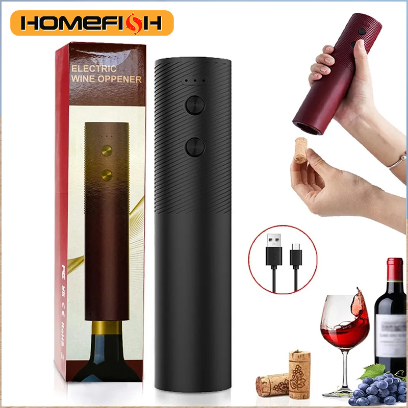 Wine Opener Electric - HOMEFISH Elektrischer Weinflaschenöffner Automatischer Rotwein-Korkenzieher Wiederaufladbarer