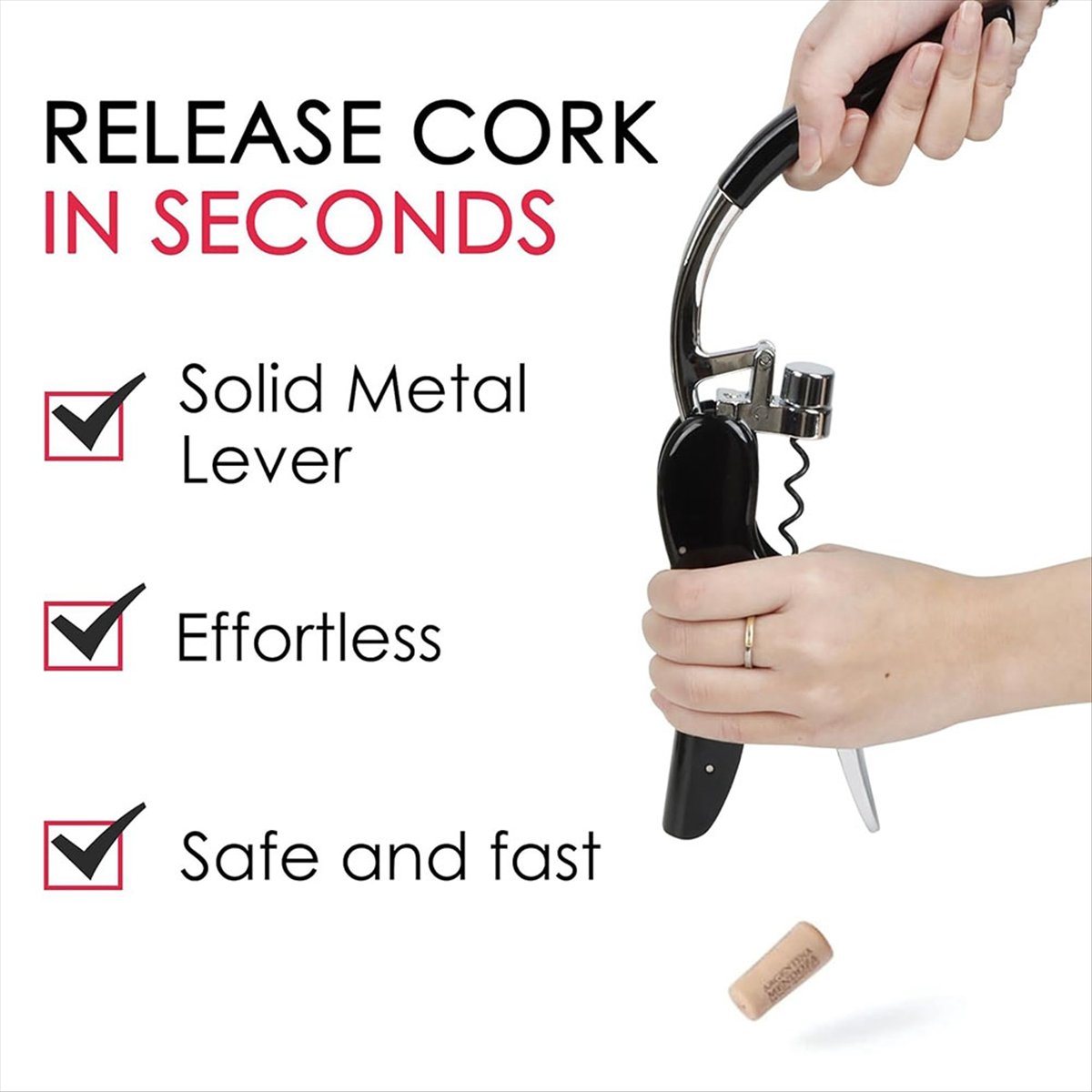 Cork Screw Lever - A24I Weinflaschenöffner aus Edelstahl, Korkenzieher mit