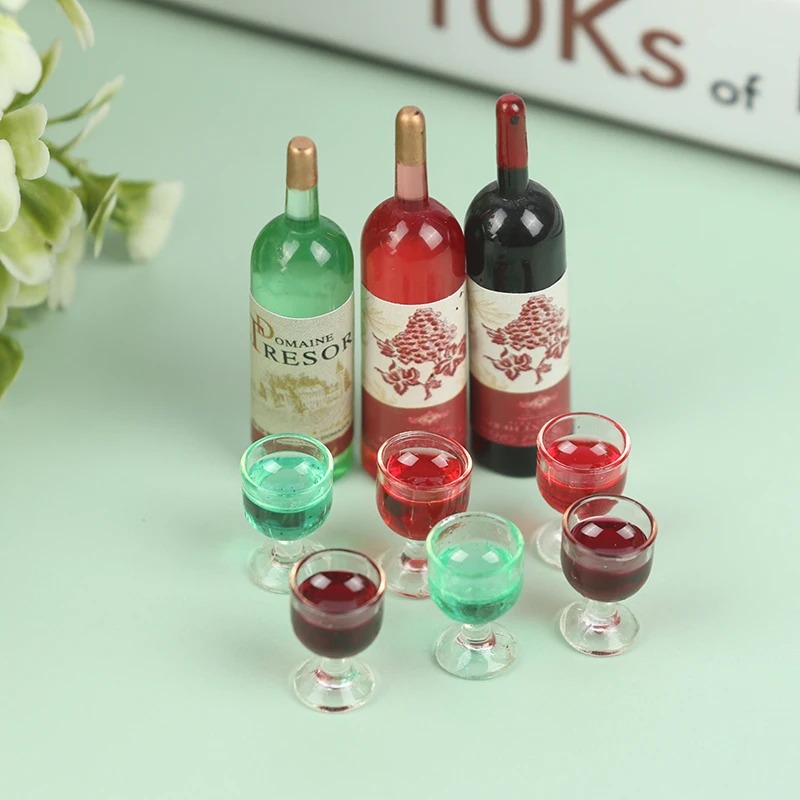 Taste Wine Beer Kitchen - 1 Set 1/12 Miniatur-Weinflaschen, Puppenhaus-Küchenzubehör –