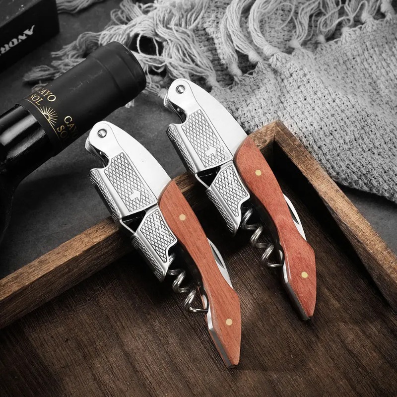 Cork Screw Lever - Edelstahl und Holz 1-teiliger Sommelier Kellner